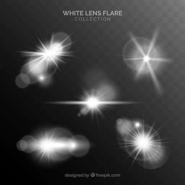 White lens flare collection Free Vector
