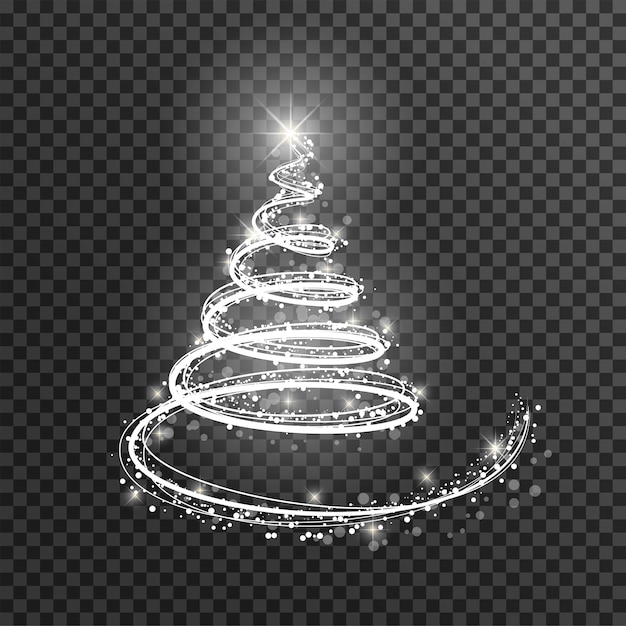 Download White light christmas tree for new year Vector | Premium ...