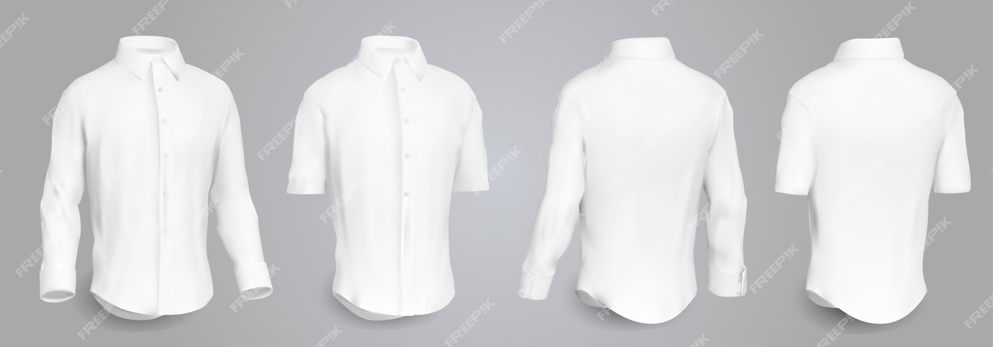 Premium Vector | White male shirt with long and short sleeves and ...