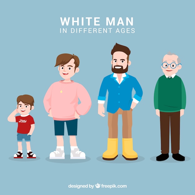 White man in different ages