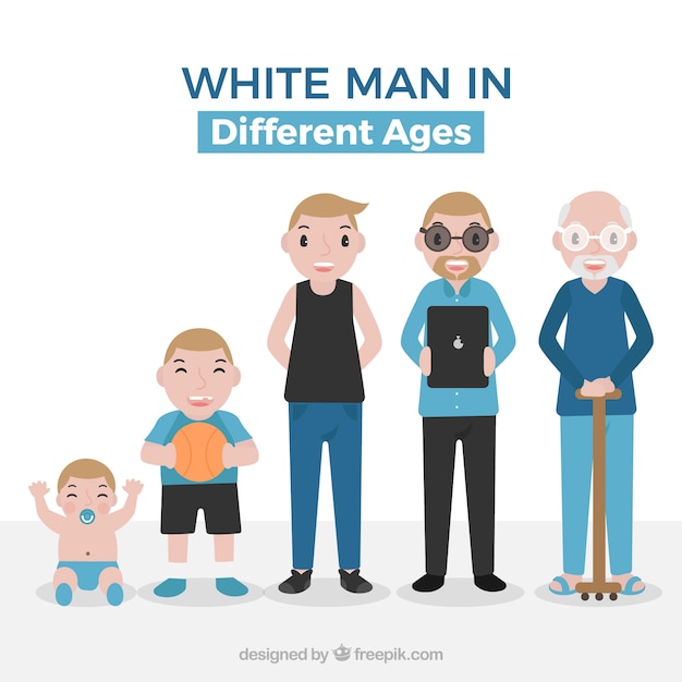 White men collection in different ages