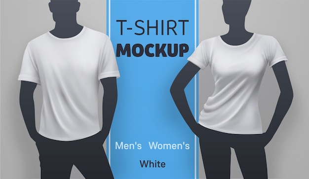 Download Premium Vector | White men and women t-shirt mockup ...