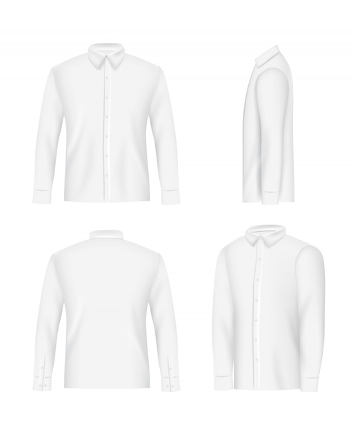 Download White mens shirt mockup set, vector realistic illustration | Premium Vector