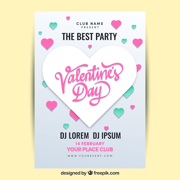 Free Vector | White modern valentine poster template