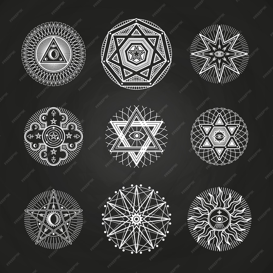 Premium Vector White Mystery Occult Alchemy Mystical Esoteric