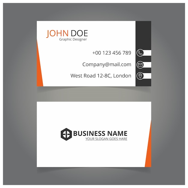 White, orange and black business card