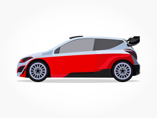 Premium Vector White Orange Hatchback Car Cartoon With Detailed Side And Shadow Effect