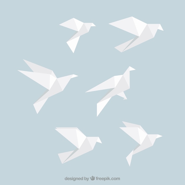 White origami birds