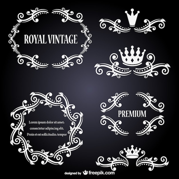 White ornaments vector set Vector | Free Download