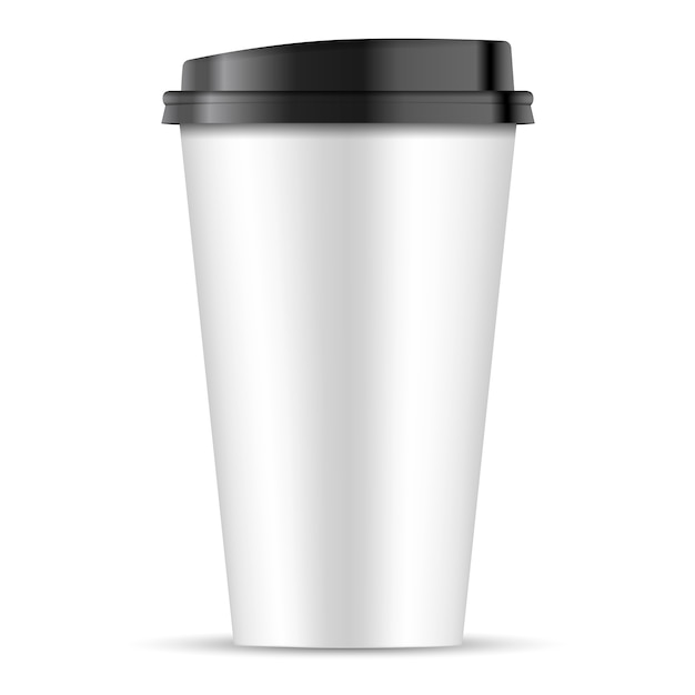 White paper coffee cup with black lid isolated | Premium Vector