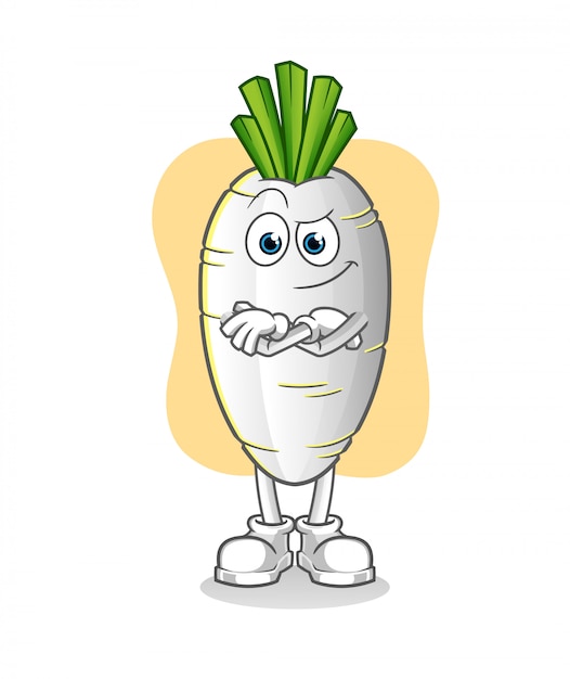 White radish cartoon character | Premium Vector