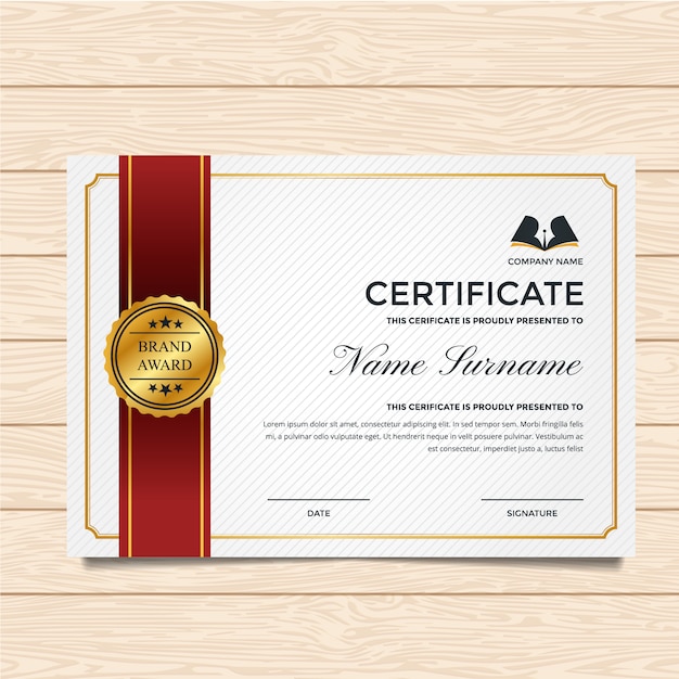 Free Vector | White and red certificate template