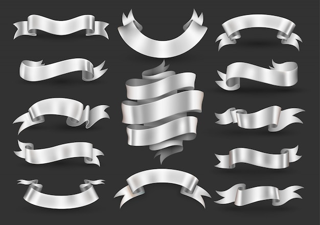 Premium Vector | White Ribbon Banner Set