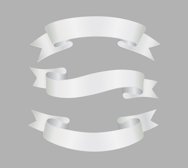 Premium Vector White Ribbon Set