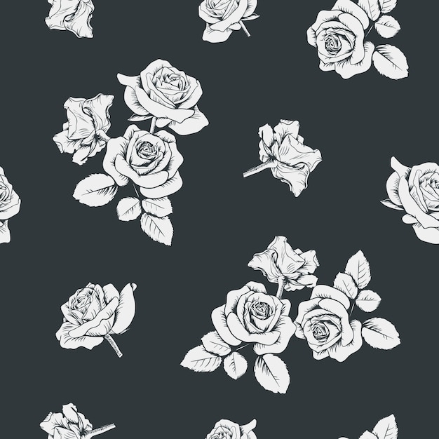 Premium Vector | White roses on black background