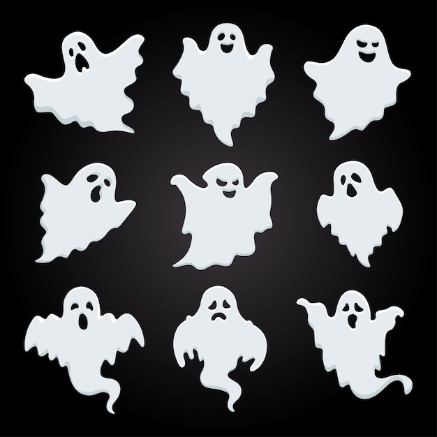 Premium Vector | White shadow of halloween ghost collection