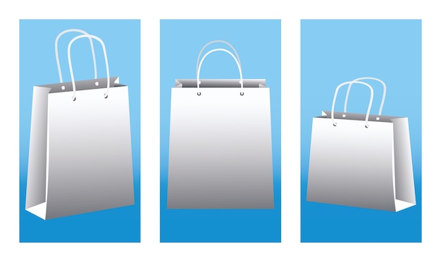 Download Premium Vector | White shopping bags paper mockup icons ...