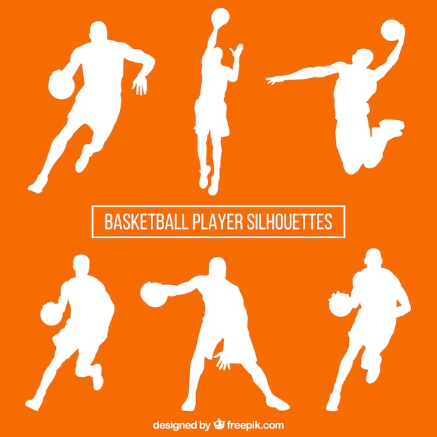 White silhouettes of basketball players\
collection