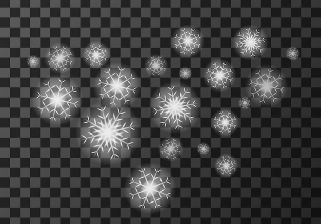 Free Vector White Snow Flakes On Transparent