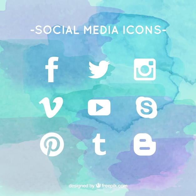 White Social Media Icons Set Free Vector