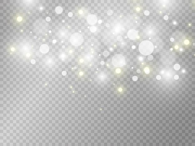 白い火花と金色の星が特別な光の効果を輝かせ 透明な背景に輝きます プレミアムベクター