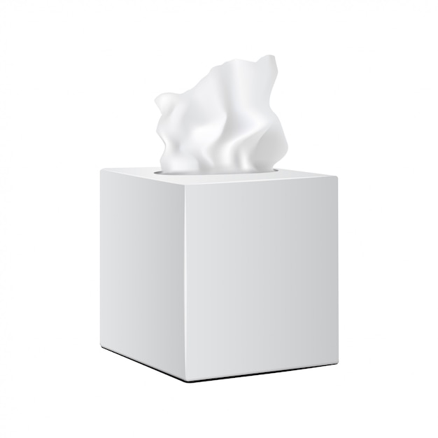 Download White square box with paper napkins. realistic vector ...