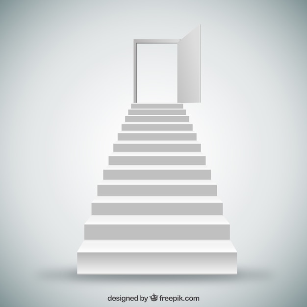 White stairs and door