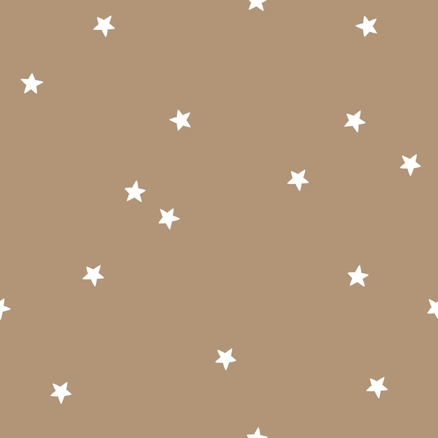 Premium Vector | White stars on a beige background. vector seamless pattern