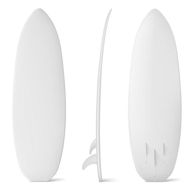 Download Free Vector | White surfboard mockup, isolated surf board with fins, professional equipment for ...