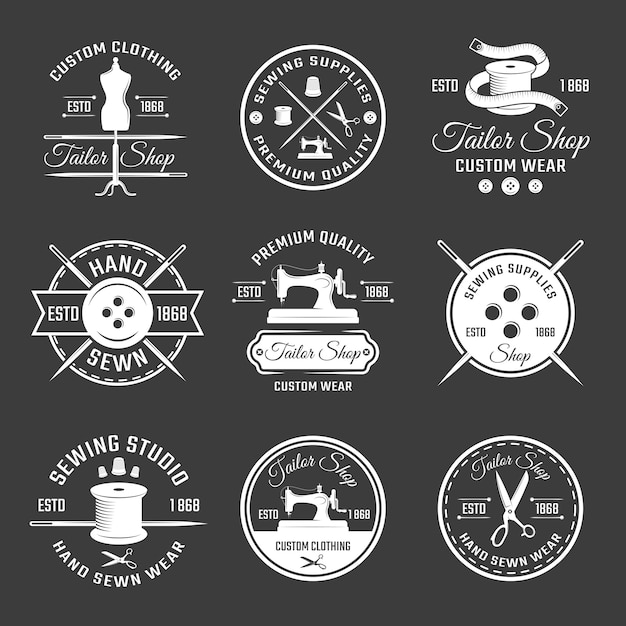 Download Free White Tailor Emblem Set Free Vector Use our free logo maker to create a logo and build your brand. Put your logo on business cards, promotional products, or your website for brand visibility.