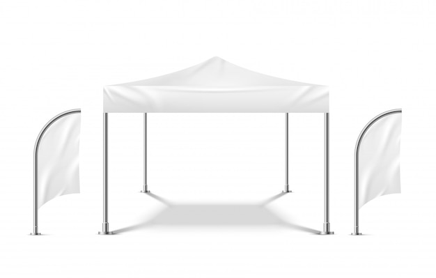 Download White tent with flags. promo marquee mockup beach event outdoor material pavilion mobile camping ...