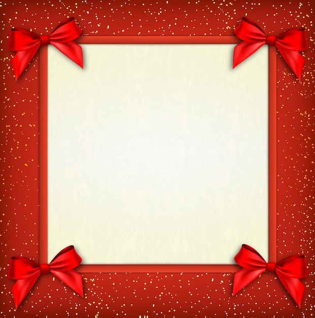 Premium Vector | White text place with red ribbons and bow