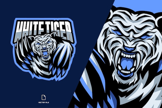 Premium Vector | White tiger mascot esport logo