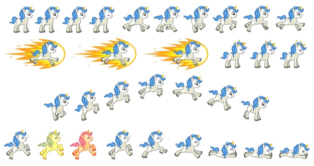 Download White unicorn game sprites Vector | Premium Download