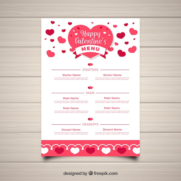 white-valentine-menu-template-vector-free-download
