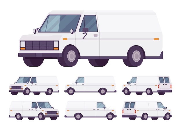 Premium Vector | White van set