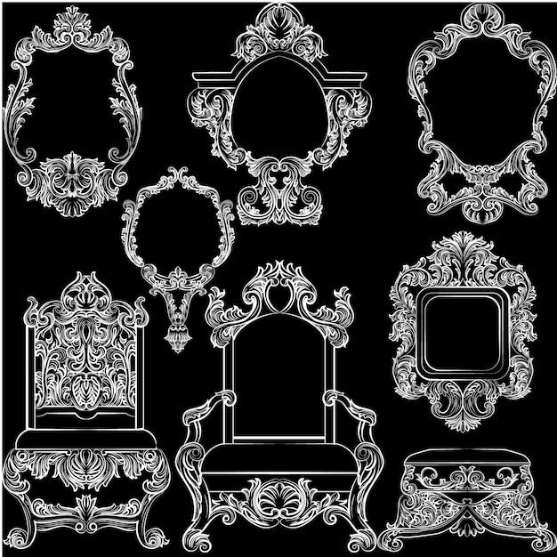 Free Vector White Vintage Furniture Collection