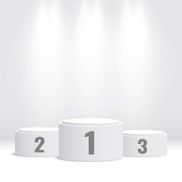 Premium Vector | White Winners Podium With Spotlights. Pedestal ...