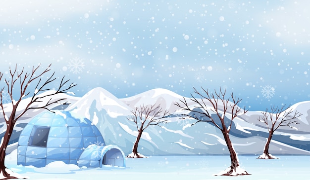 A white winter landscape Premium Vector