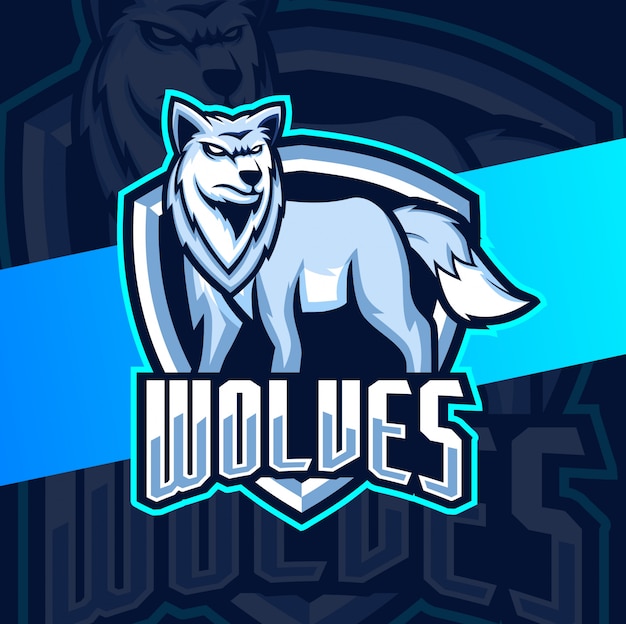 Premium Vector | White wolves mascot esport logo design