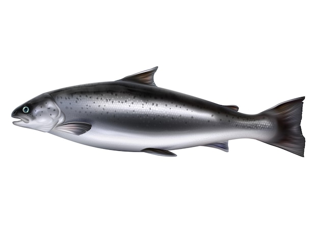 全鮭魚ベクトルリアルな孤立したイラスト 生の赤い魚やマス プレミアムベクター