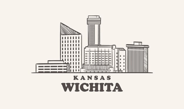 Premium Vector | Wichita skyline kansas drawn sketch