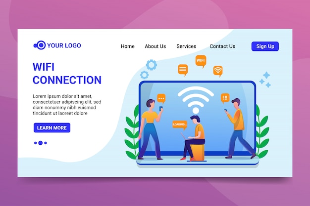 Premium Vector | Wifi connection landing page