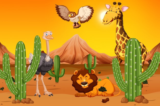 Download Wild animal at desert Vector | Free Download