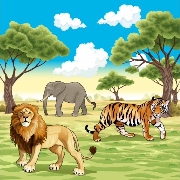 Download Free Vector | Wild animals background