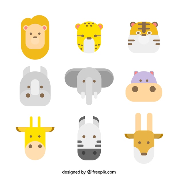 Download Free Wild Animals Faces With Flat Design Free Vector Use our free logo maker to create a logo and build your brand. Put your logo on business cards, promotional products, or your website for brand visibility.