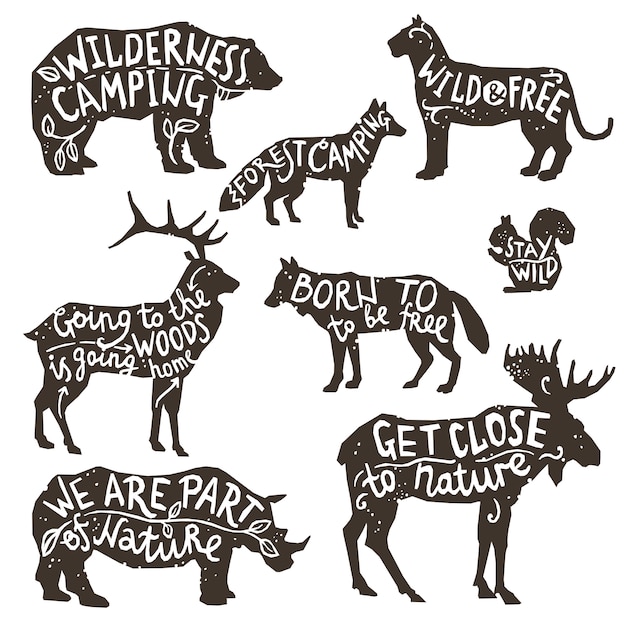 Wild Animals Silhouettes With Lettering