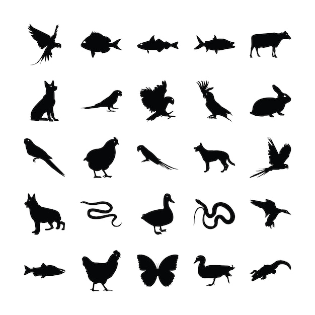 Wild animals solid pictograms | Premium Vector