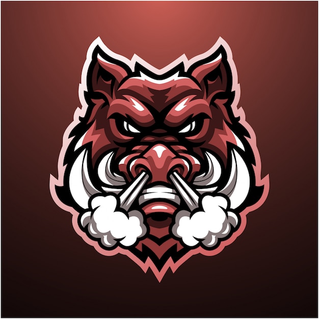 Premium Vector | Wild boar head mascot logo