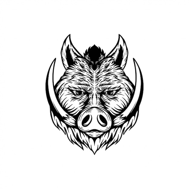 Premium Vector | Wild boar head retro vintage illustration